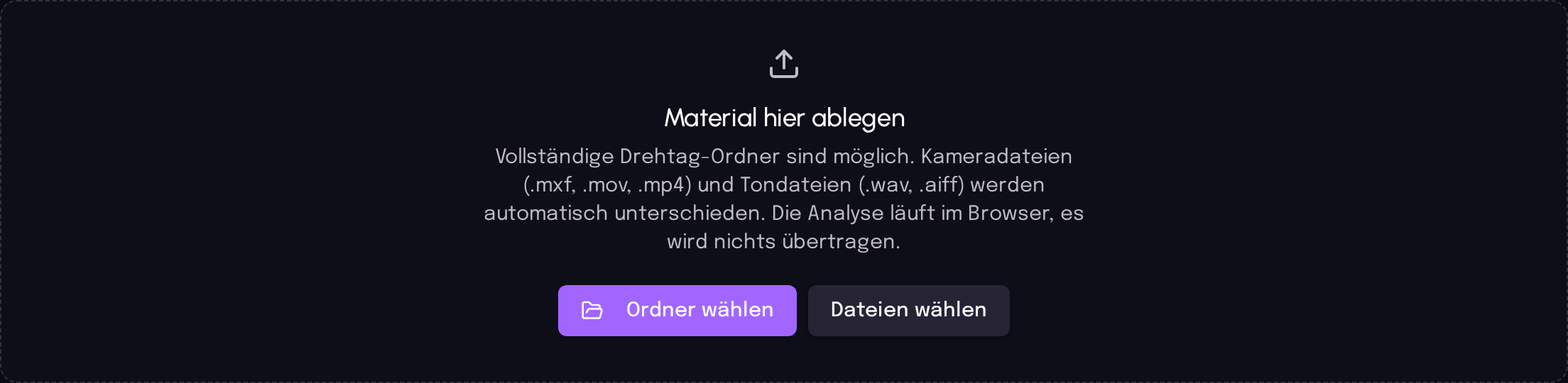 Ablagefläche für Material im matchAV Studio